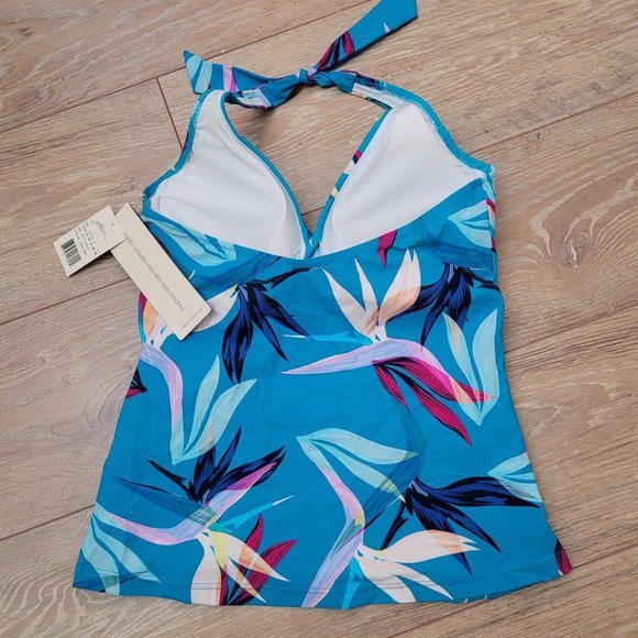 103. Profile by Gottex Underwire Tankini Top. Light blue tropical. Size 12. NWT - Picture 3 of 4